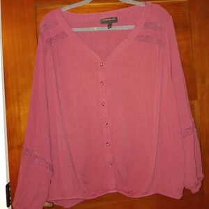 Lane Bryant Rose Button-Down Blouse